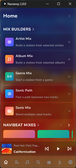 Artist, album, genre, Sonic Path, and Sonic Mix builders