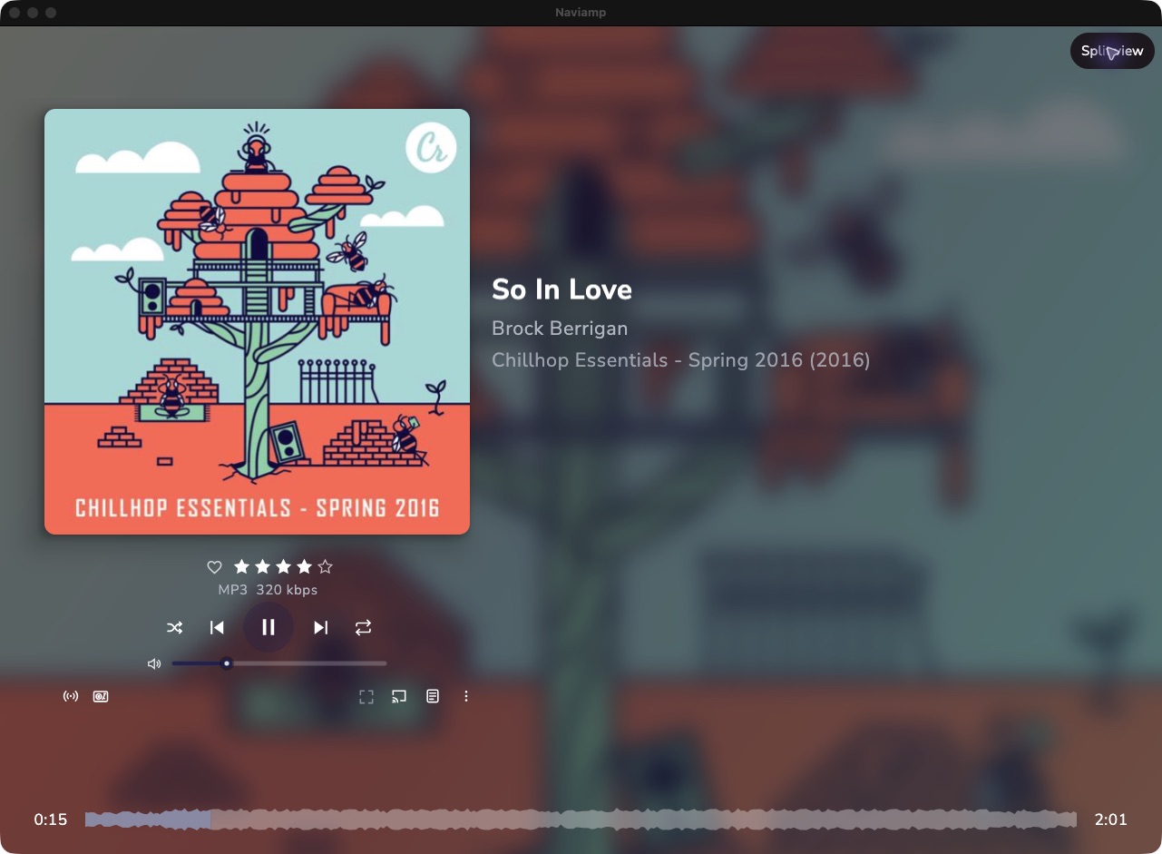 Naviamp full player using Album Blur with Chillhop Essentials Spring 2016