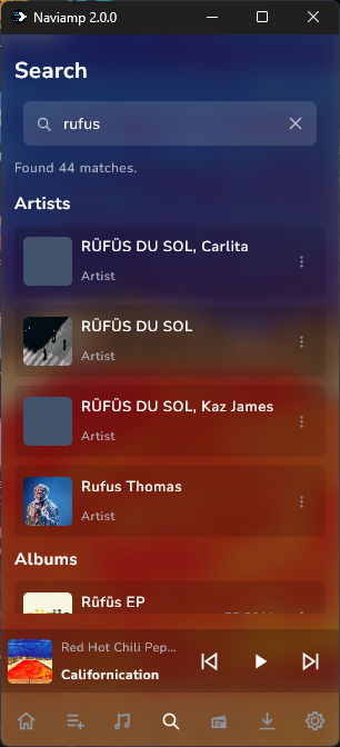 Library search results